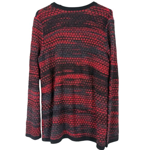 Jones New York Signature Red Black Textured Knit Cardigan Sweater XL Button - Picture 8 of 11